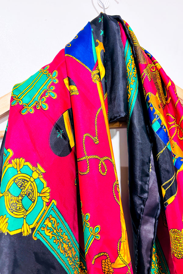 Foulard carré noir rose et vert-Autres-La Penderie du Paradis 🕊