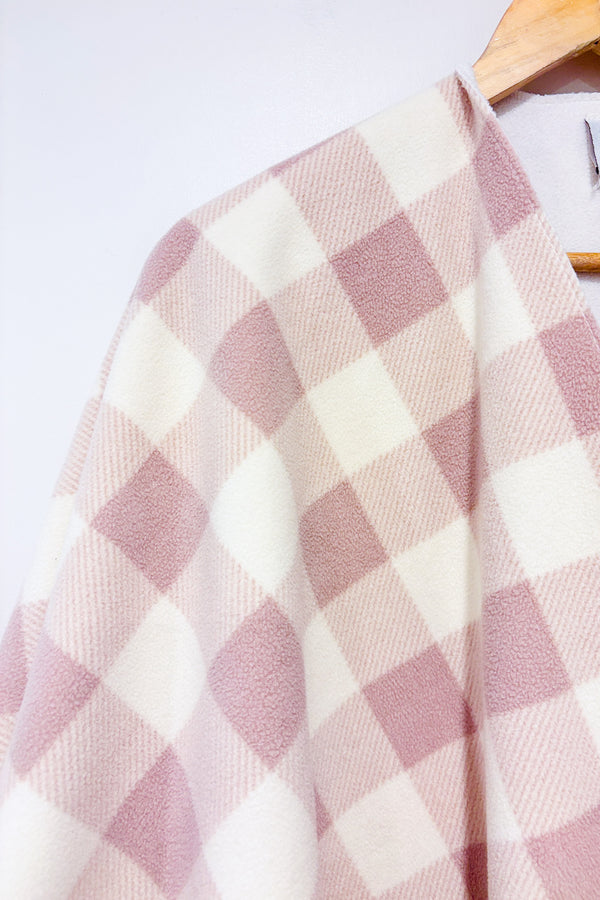 Châle en peluche rose à carreaux (o/s)-Marina Luna-La Penderie du Paradis 🕊