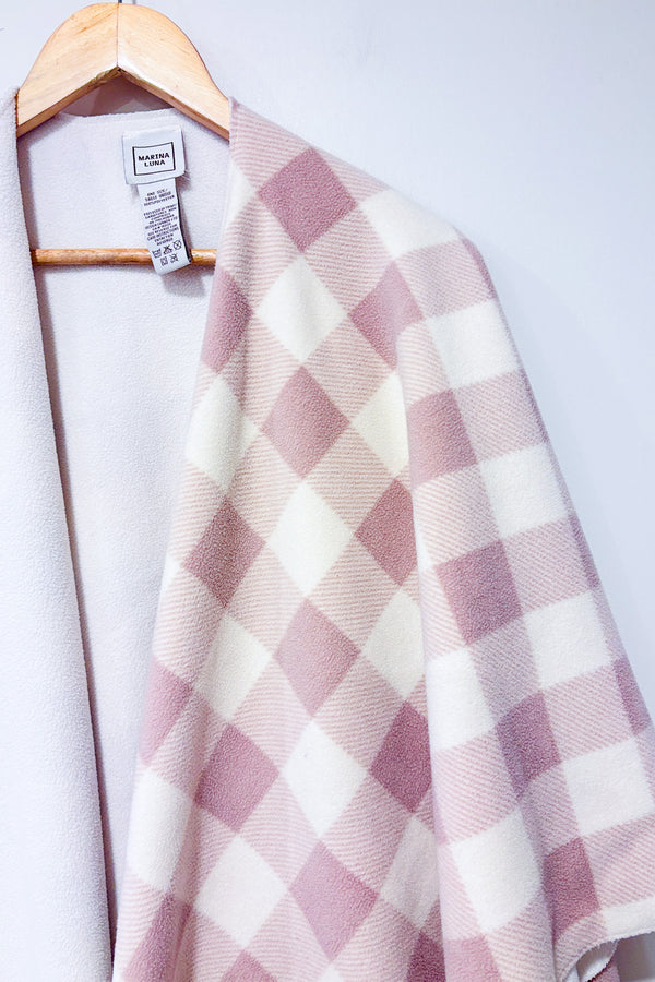 Châle en peluche rose à carreaux (o/s)-Marina Luna-La Penderie du Paradis 🕊