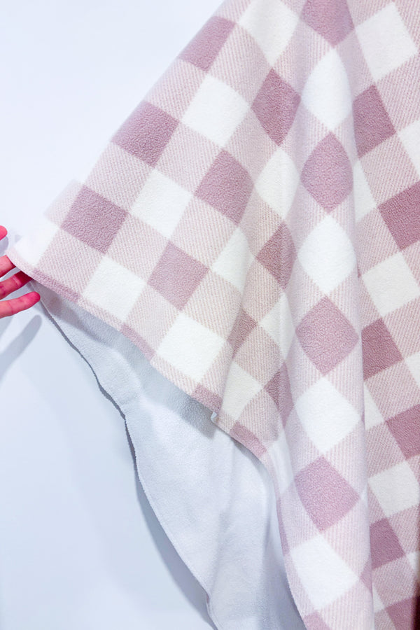 Châle en peluche rose à carreaux (o/s)-Marina Luna-La Penderie du Paradis 🕊