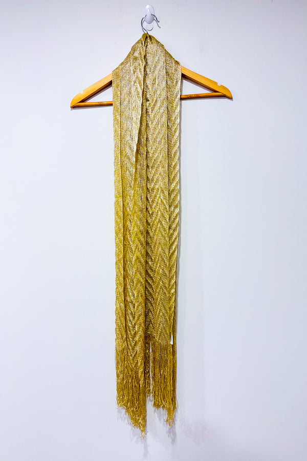 Foulard or texturé avec franges seconde main - Autres- La Penderie du Paradis