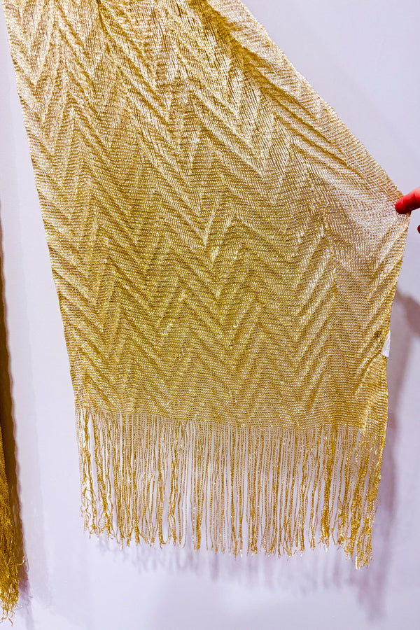 Foulard or texturé avec franges seconde main - Autres- La Penderie du Paradis