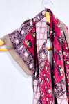 Foulard vintage carré bourgogne fleuri * seconde main - Oscar de la Renta- La Penderie du Paradis