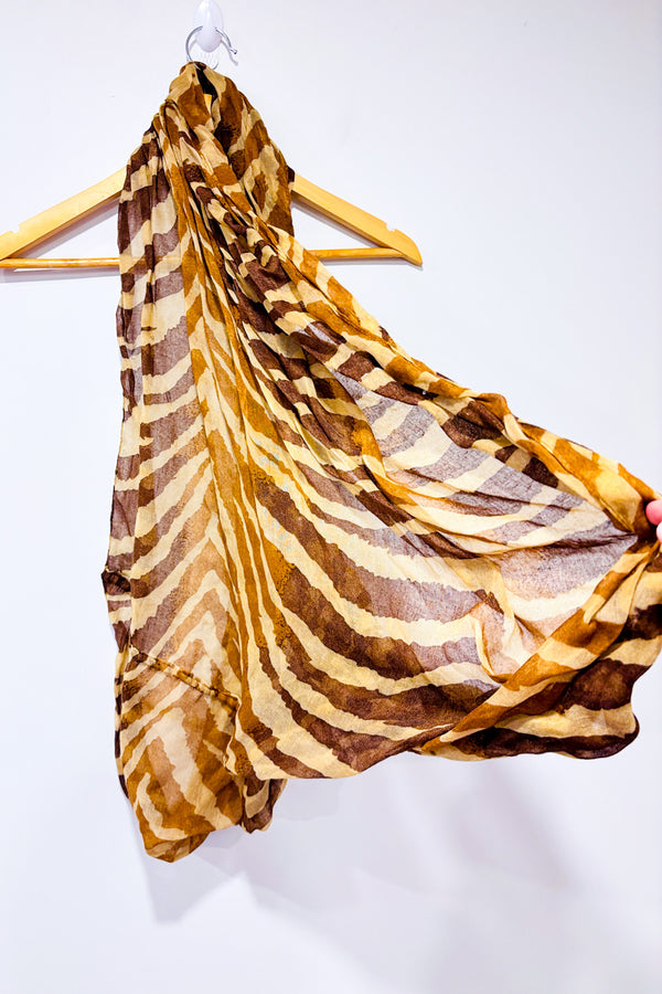 Foulard infini imprimé girafe brun et beige seconde main - Autres- La Penderie du Paradis