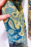 Foulard paisley bleu et beige scintillant à franges seconde main - Autres- La Penderie du Paradis