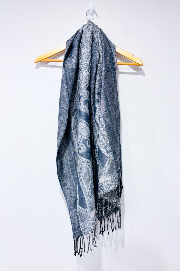 Foulard argent scintillant à motif fleuri seconde main - Autres- La Penderie du Paradis