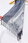 Foulard argent scintillant à motif fleuri seconde main - Autres- La Penderie du Paradis