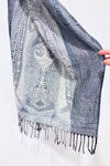 Foulard argent scintillant à motif fleuri seconde main - Autres- La Penderie du Paradis