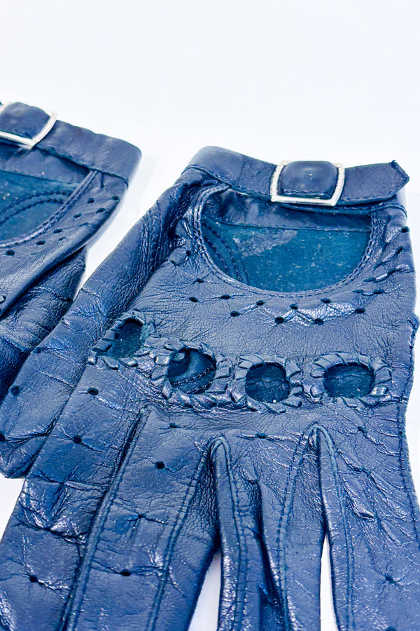 Gants noirs faux cuir perforés seconde main - Autres- La Penderie du Paradis