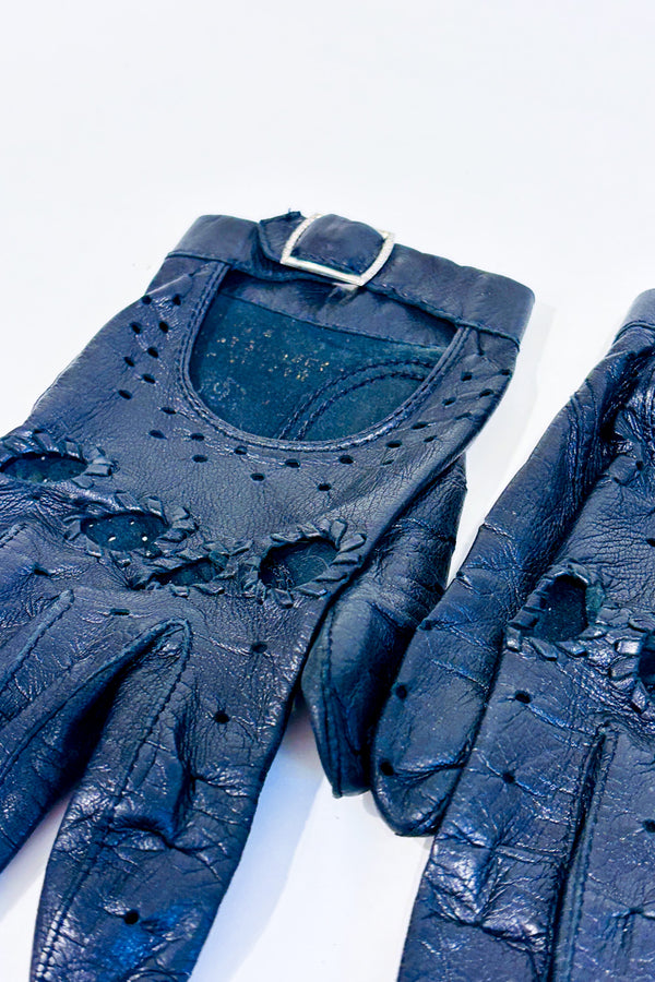 Gants noirs faux cuir perforés seconde main - Autres- La Penderie du Paradis