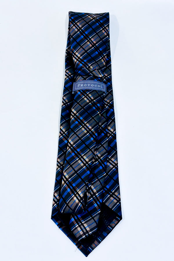 Cravate bleue et brune à carreaux-Protocol-La Penderie du Paradis 🕊