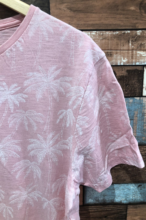 T-shirt rose avec palmiers (l) - Homme seconde main Urban Heritage   