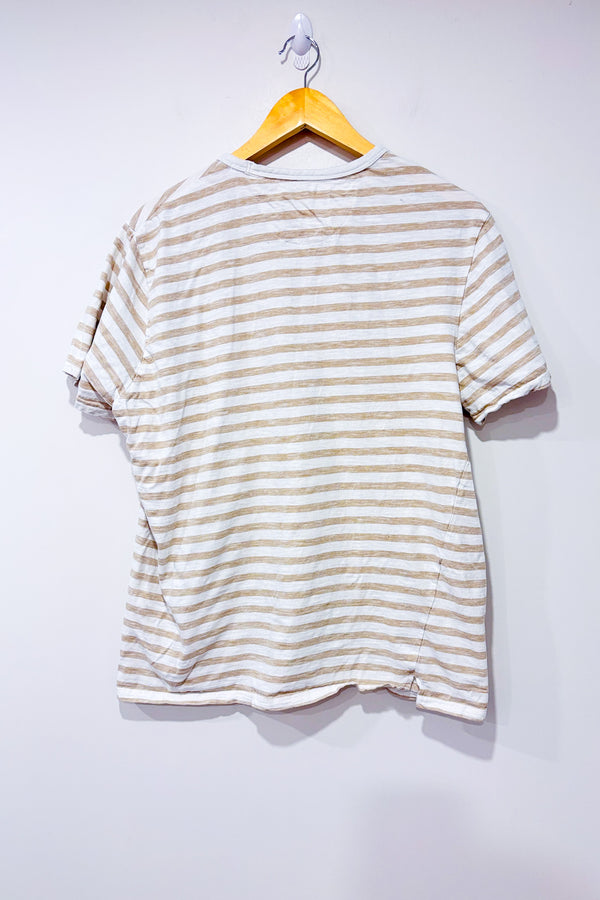 T-shirt beige et crème rayé - Homme seconde main - Lois Jeans- La Penderie du Paradis