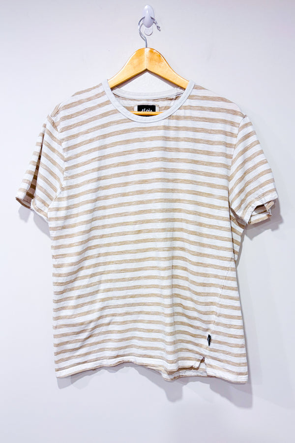 T-shirt beige et crème rayé - Homme seconde main - Lois Jeans- La Penderie du Paradis