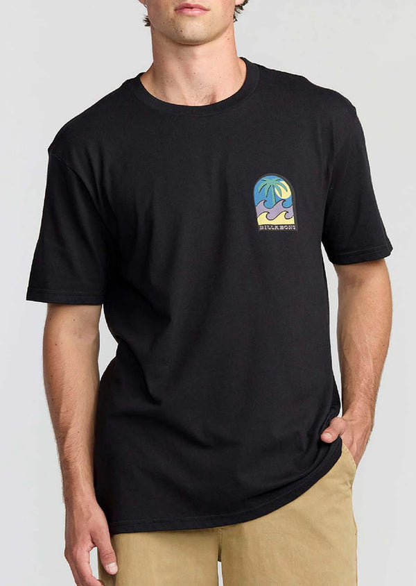 T-shirt noir avec palmier - Homme seconde main - Billabong- La Penderie du Paradis