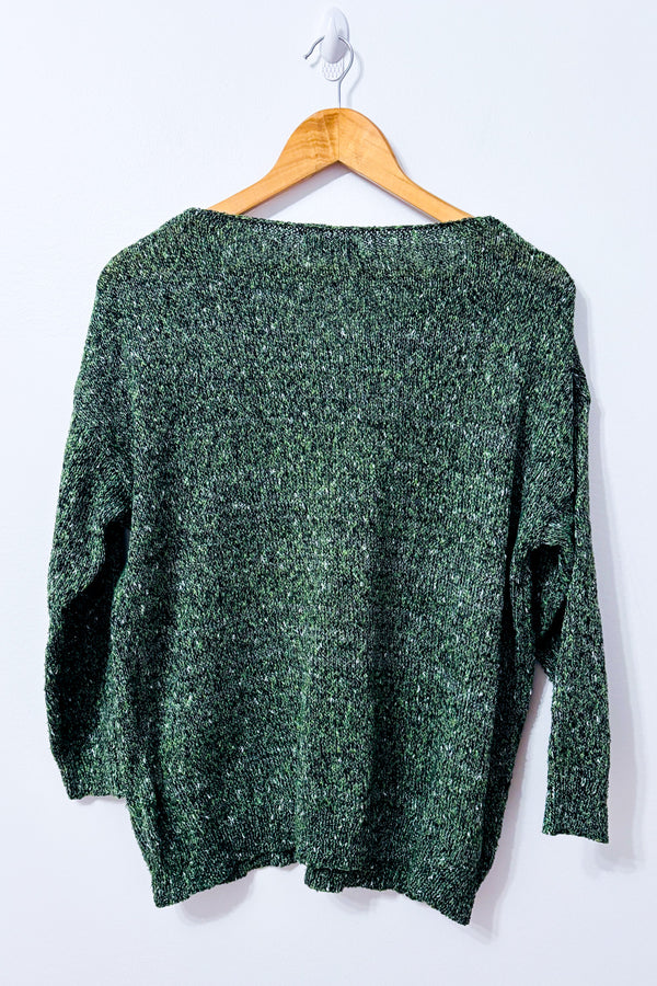 Chandail vert chiné en tricot - Homme seconde main - Hawalili- La Penderie du Paradis