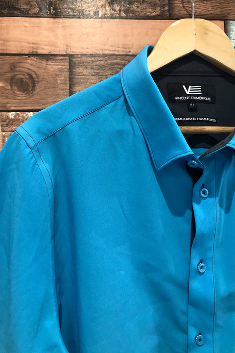Chemise turquoise semi-ajustée (xl) - Homme seconde main Vincent d'Amérique   