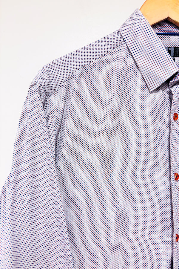 Chemise à pois marine et rouge coupe ajustée (m) - Homme-Simons-La Penderie du Paradis 🕊