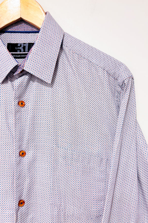 Chemise à pois marine et rouge coupe ajustée (m) - Homme-Simons-La Penderie du Paradis 🕊