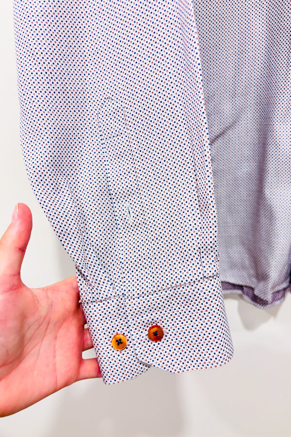 Chemise à pois marine et rouge coupe ajustée (m) - Homme-Simons-La Penderie du Paradis 🕊