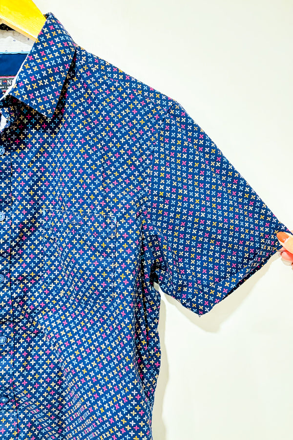 Chemise marine à fleurs multicolores (m) - Homme-LON NYC-La Penderie du Paradis 🕊