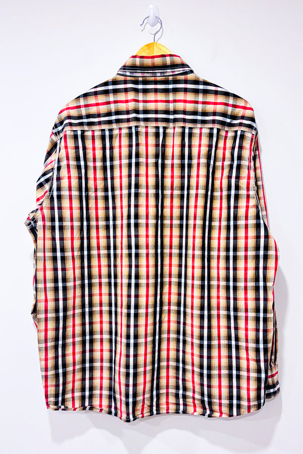 Chemise beige noire et rouge à carreaux - Homme* seconde main - Campione- La Penderie du Paradis