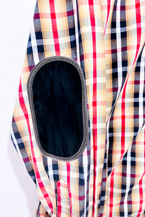 Chemise beige noire et rouge à carreaux - Homme* seconde main - Campione- La Penderie du Paradis