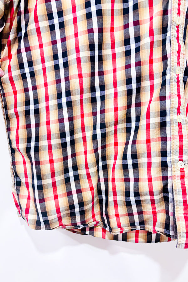 Chemise beige noire et rouge à carreaux - Homme* seconde main - Campione- La Penderie du Paradis