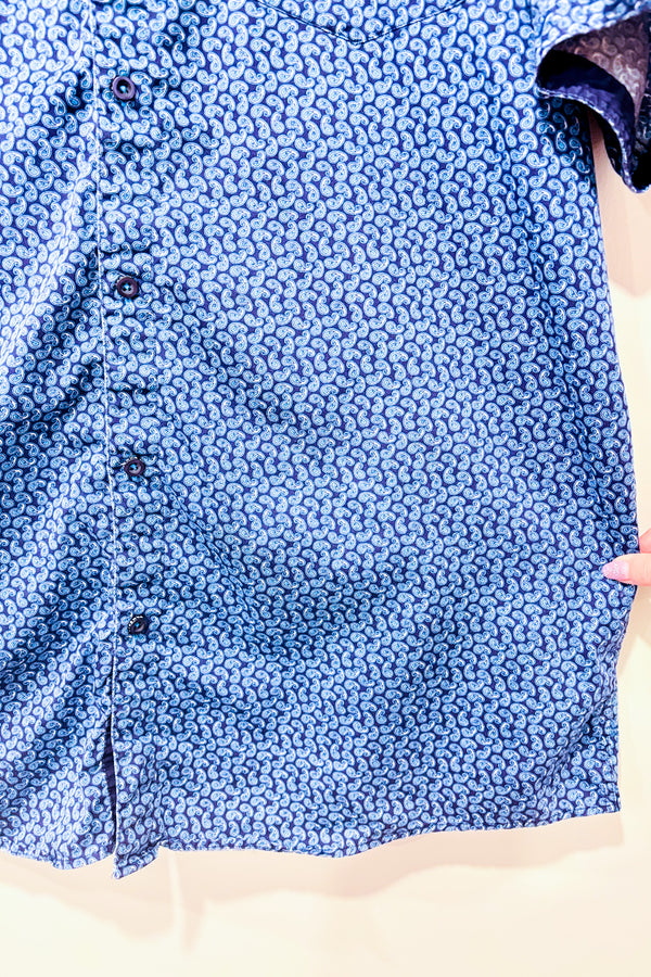 Chemise bleue motif Paisley - Homme seconde main - Vincent D'Amérique- La Penderie du Paradis