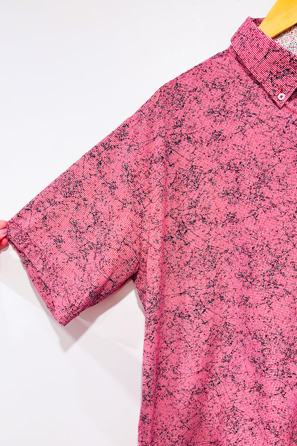 Chemise rouge à carreaux avec motifs noirs - Homme seconde main - Marco- La Penderie du Paradis