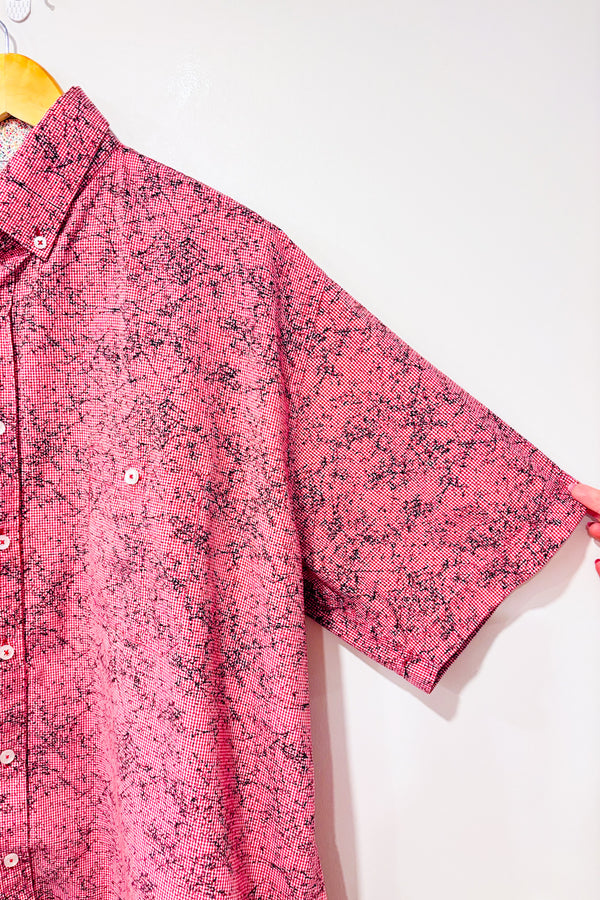 Chemise rouge à carreaux avec motifs noirs - Homme seconde main - Marco- La Penderie du Paradis