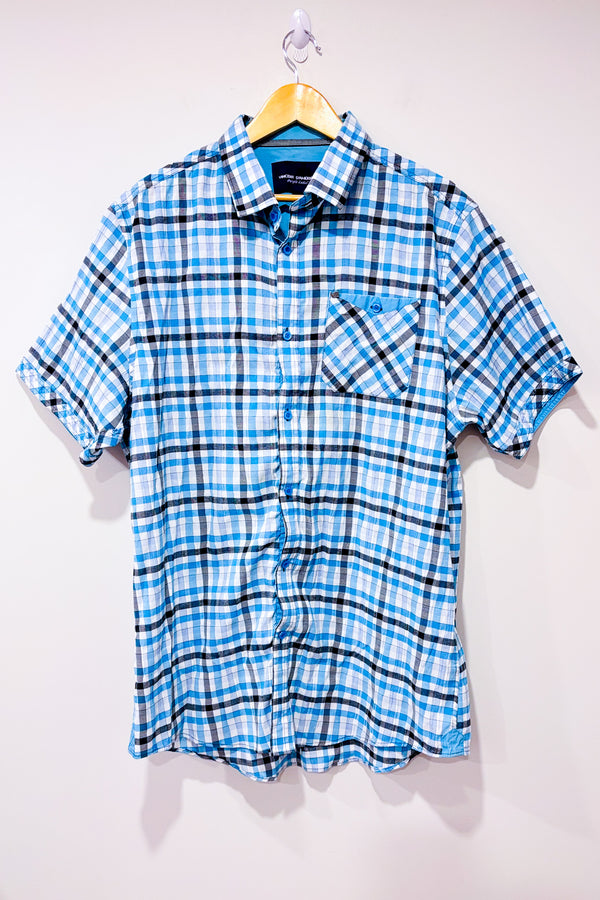 Chemise bleue à carreaux - Homme seconde main - Vincent D'Amérique- La Penderie du Paradis