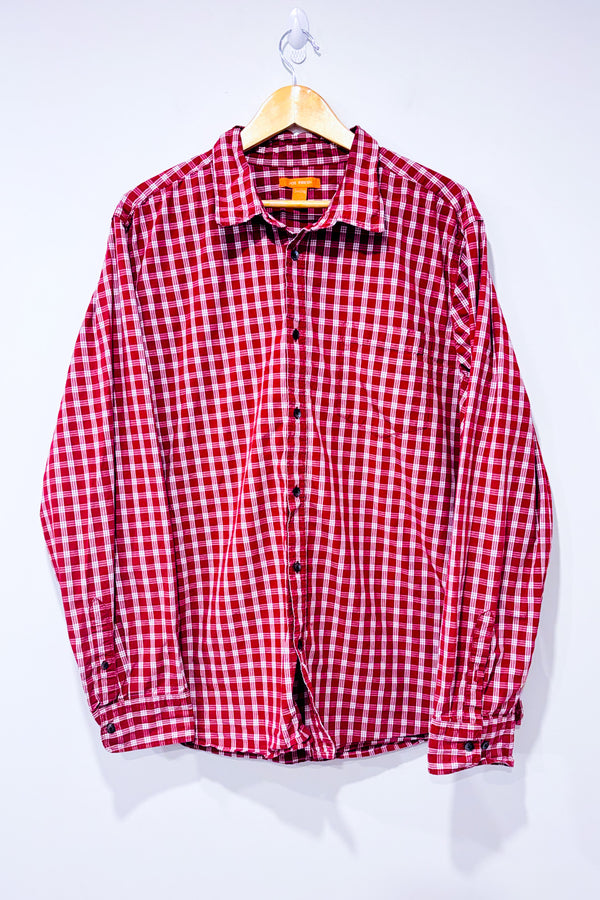 Chemise rouge à carreaux - Homme seconde main - Joe Fresh- La Penderie du Paradis