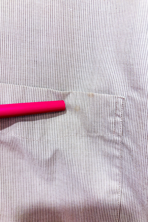 Chemise beige à petites rayures - Homme seconde main - The Arrow Company- La Penderie du Paradis