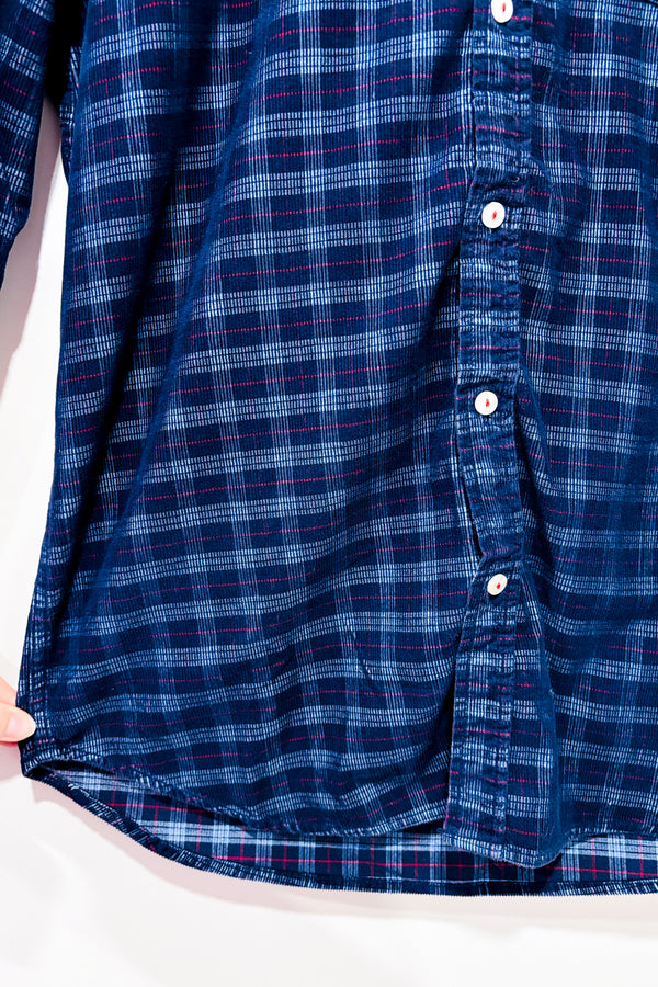 Chemise Kauri marine à carrreaux en corduroy - Homme* seconde main - New Zealand Auckland- La Penderie du Paradis