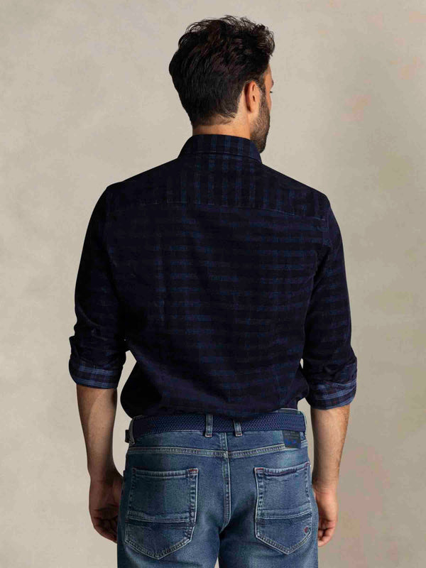 Chemise Kauri marine à carrreaux en corduroy - Homme* seconde main - New Zealand Auckland- La Penderie du Paradis