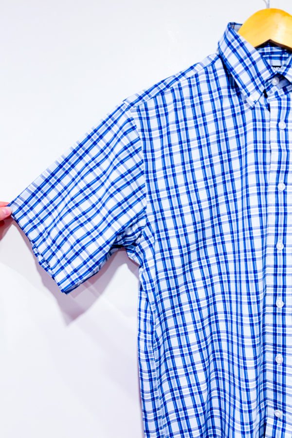 Chemise bleue à carreaux - Homme seconde main - Kirkland- La Penderie du Paradis