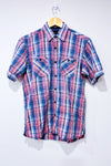 Chemise rouge et bleue texturée à carreaux - Homme seconde main - Orvieto- La Penderie du Paradis