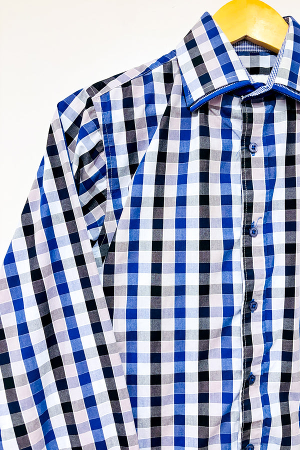 Chemise bleue à carreaux - Homme* seconde main - Palenzo- La Penderie du Paradis
