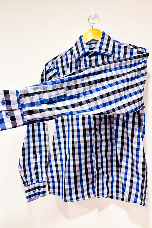 Chemise bleue à carreaux - Homme* seconde main - Palenzo- La Penderie du Paradis