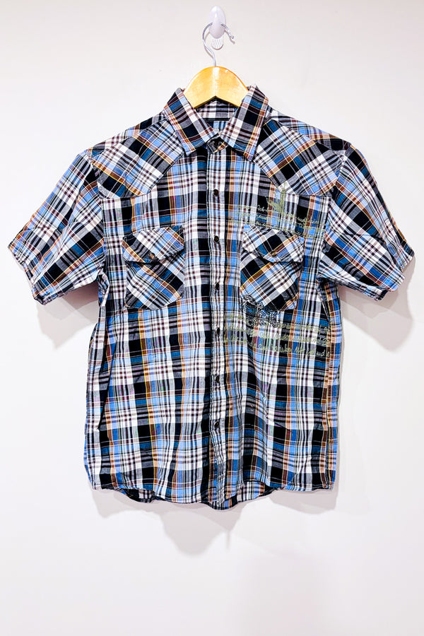 Chemise brune et bleue à carreaux - Garçon seconde main - For Him H.K.- La Penderie du Paradis