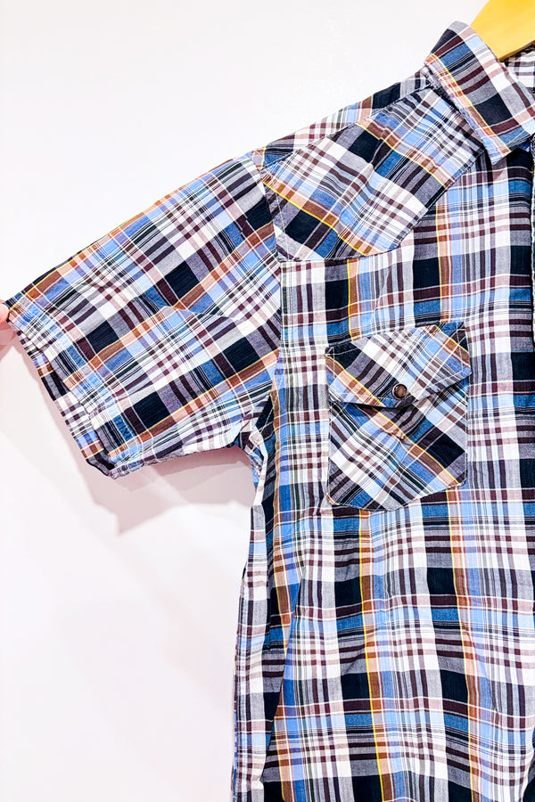 Chemise brune et bleue à carreaux - Garçon seconde main - For Him H.K.- La Penderie du Paradis