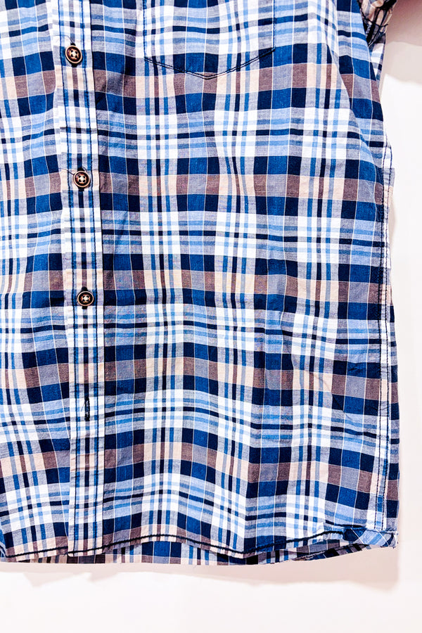 Chemise brune et bleue à carreaux - Homme seconde main - Orvieto- La Penderie du Paradis