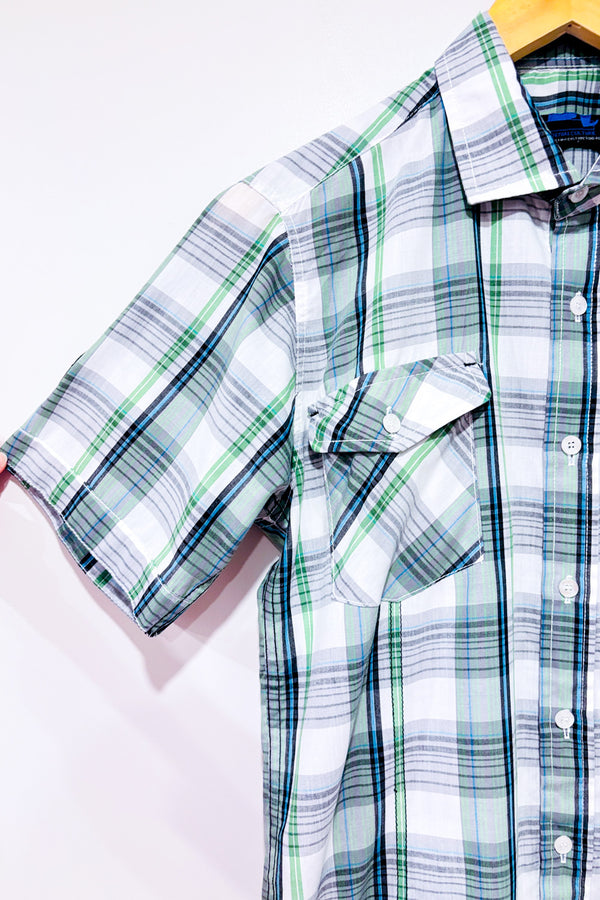 Chemise verte et blanche à carreaux - Homme seconde main - Navy Crew- La Penderie du Paradis