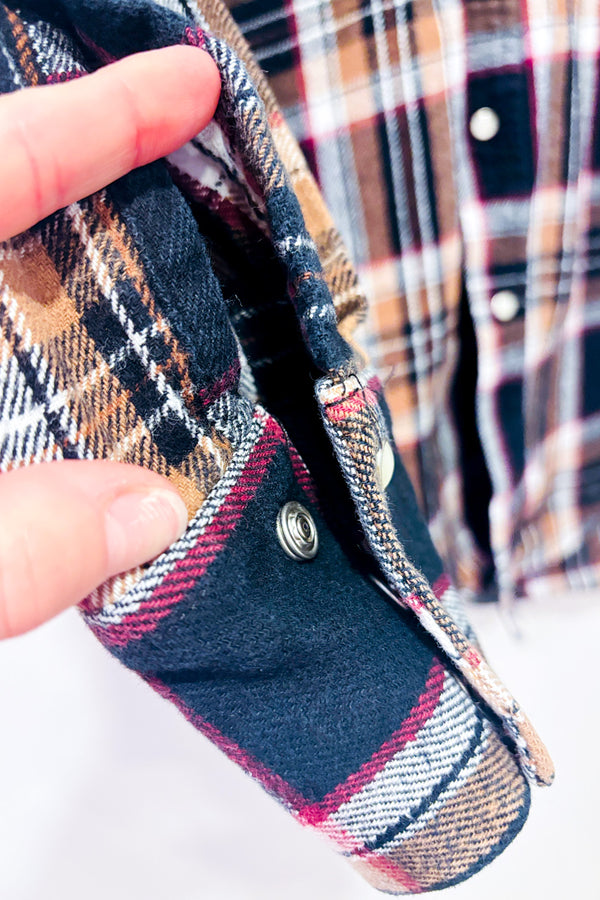 Chemise en flanelle brune et noire à carreaux - Homme seconde main - Plains Western Wear- La Penderie du Paradis