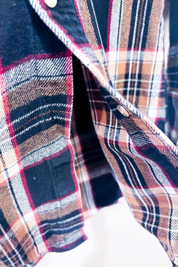 Chemise en flanelle brune et noire à carreaux - Homme seconde main - Plains Western Wear- La Penderie du Paradis