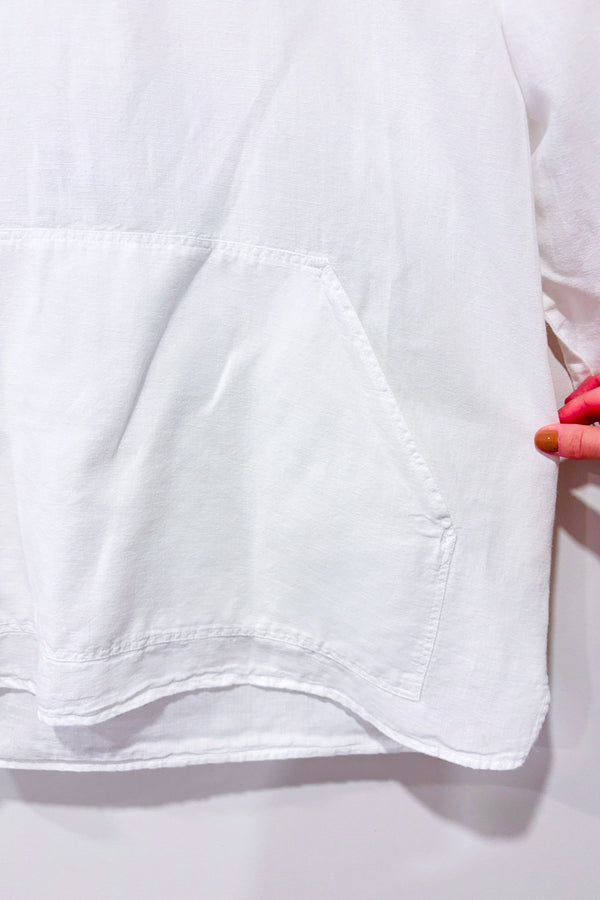 Chemise en lin blanche à capuchon - Homme seconde main - Zara- La Penderie du Paradis