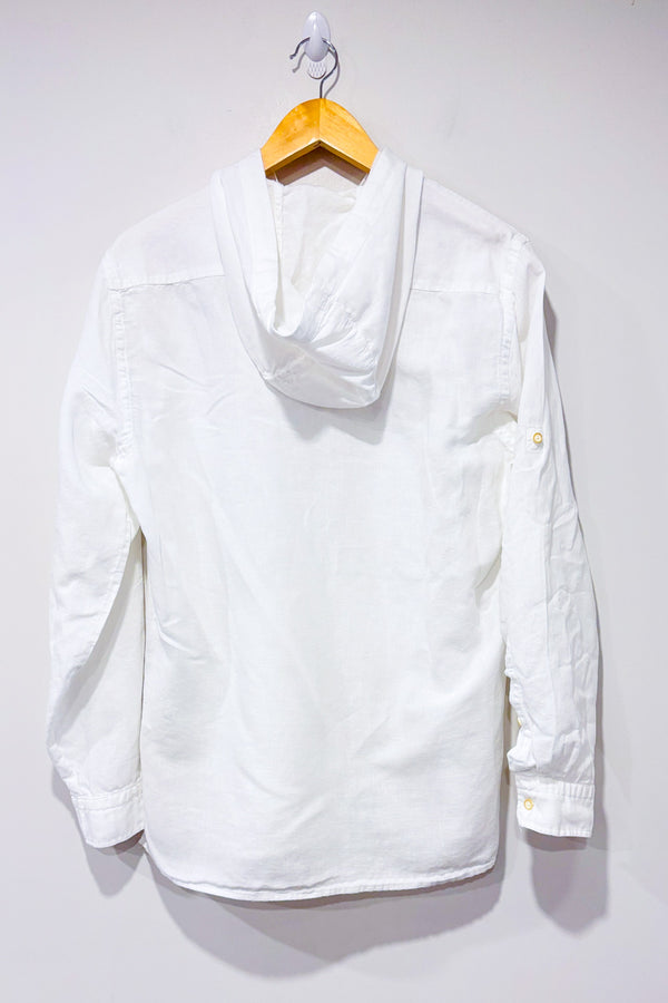 Chemise en lin blanche à capuchon - Homme seconde main - Zara- La Penderie du Paradis