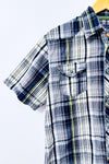 Chemise à carreaux gris, noir et vert à manches courtes seconde main - Noize78- La Penderie du Paradis