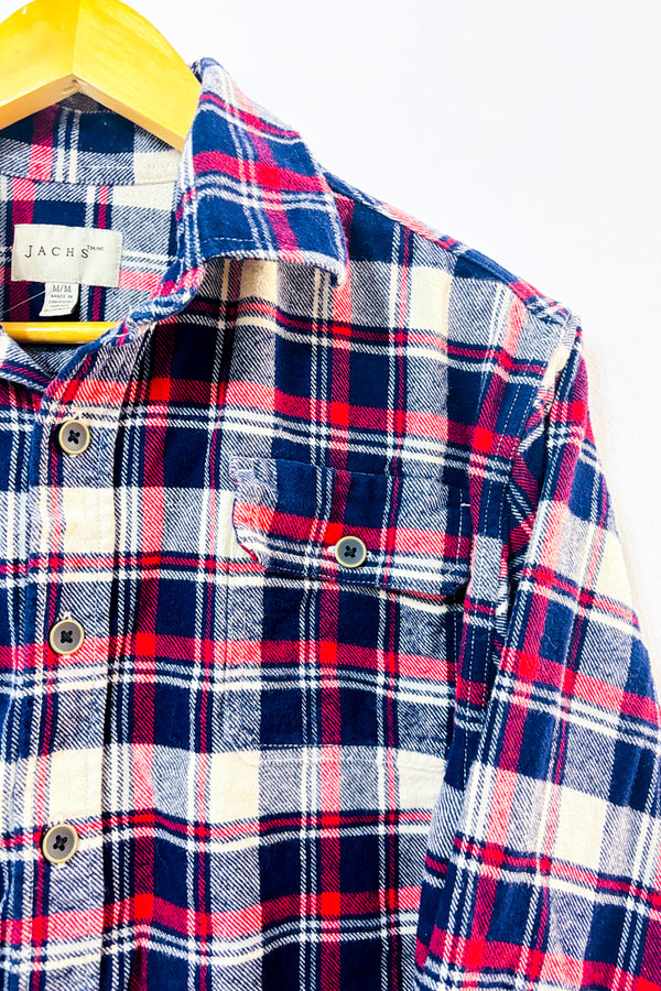 Chemise en flanelle bleue et rouge à carreaux seconde main - Jachs New York- La Penderie du Paradis